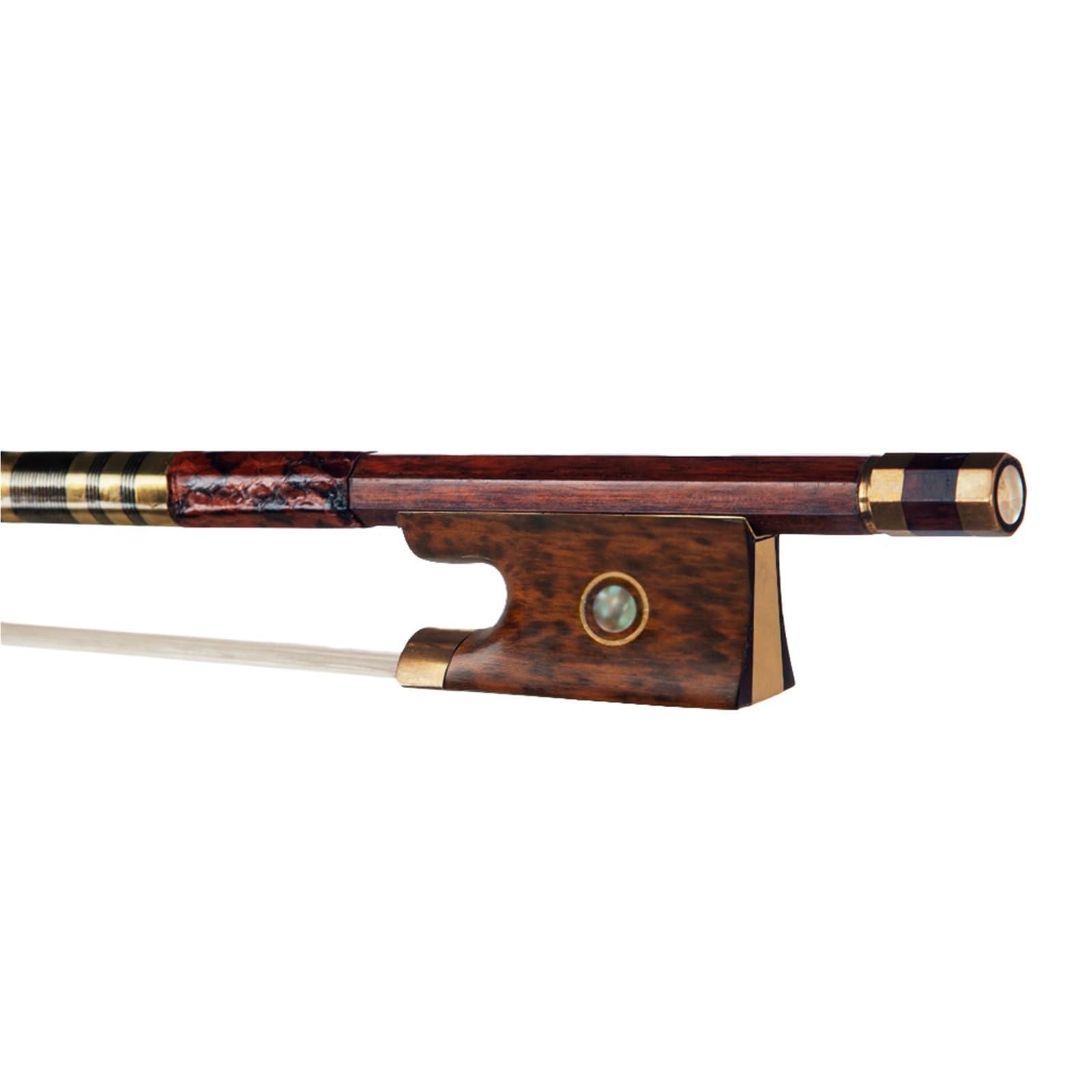Geigenbogen 4/4 Violinbogen Aus Brasilianischem Holz Runder Stock Schlangenholz Froschhautgriff Weißes Mogolia Rosshaar