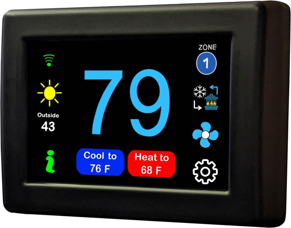 MICRO-AIR EasyTouch Digital RV Thermostat Replacement - Programmable and Reliable - WiFi and Bluetooth Enabled - Replacement Thermostat Compatible with Atwood Air Command (358 Black)