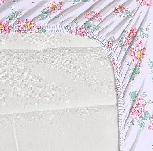 Image of NEW LEAF Premium Cotton Elastic Fitted Bedsheets with 2 King Size Pillow Covers | Double Bed with All Around Elastic 180 TC Supersoft | Size - 72 King Sizex78+10 inches | Blush Pink Rose