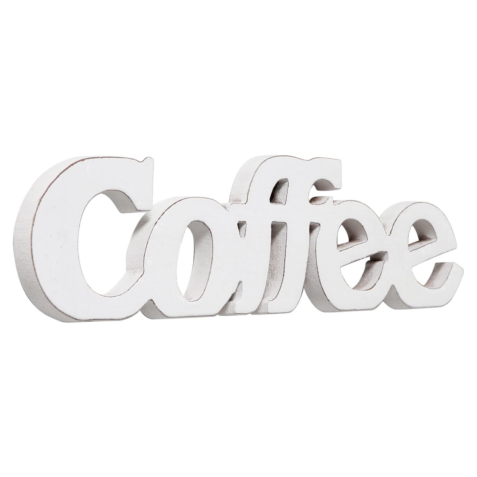 Sintosin Rustic Distressed White Coffee Sign for Tabletop for 14", Wall Hanging Farmhouse Signs for Coffee Station, Wood Signs for Home Decor Kitchen Shelf Christmas