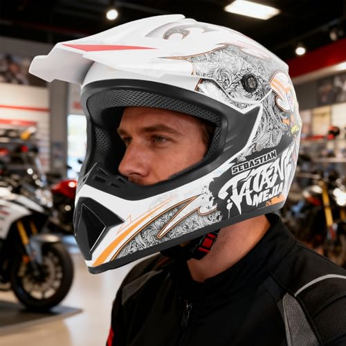 Image of Youth Kids Offroad Gear Combo Helmet Gloves Goggles DOT Motocross Off-Road Racing ATV Dirt Bike Protector (#3, L)
