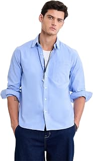 SNITCH Men Formal Shirt | Regular Fit Long Sleeve Button-Down Collar Solid Style | 100% Cotton & Breathable Oxford Fabric ... Price In India