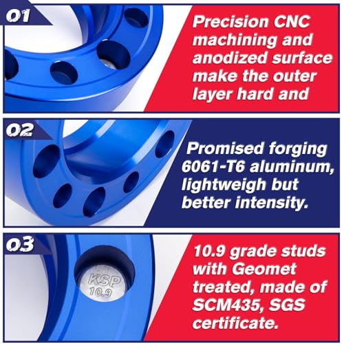 Image of KSP 1 inch 6x5.5 Hub Centric Wheel Spacer Compatible with Toyota 4Runner Fj Cruiser Tundra 6 Lug Wheel, Forged 4PCS 6x139.7mm Wheel Spacers with 106mm Hub Bore 12x1.5 Studs