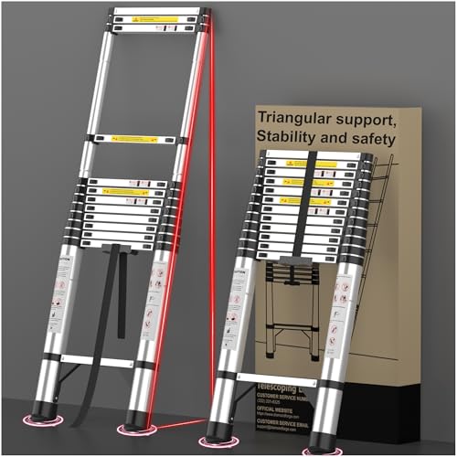 Telescoping Aluminum Ladder - 16.5 FT 330lbs Capacity