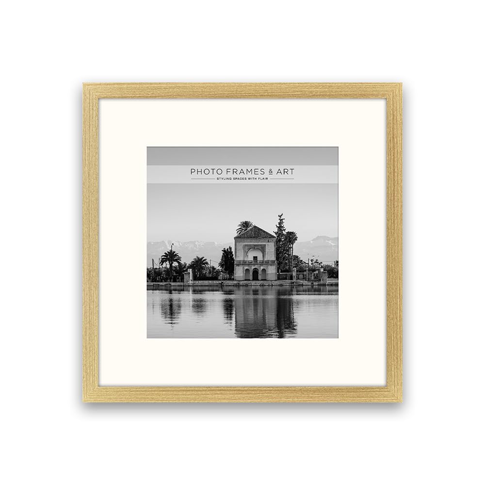 Pf+A Oak Effect Real Wood 12X12 Frame With Mount For 8X8 Photo - 8X8inch Picture Frame
