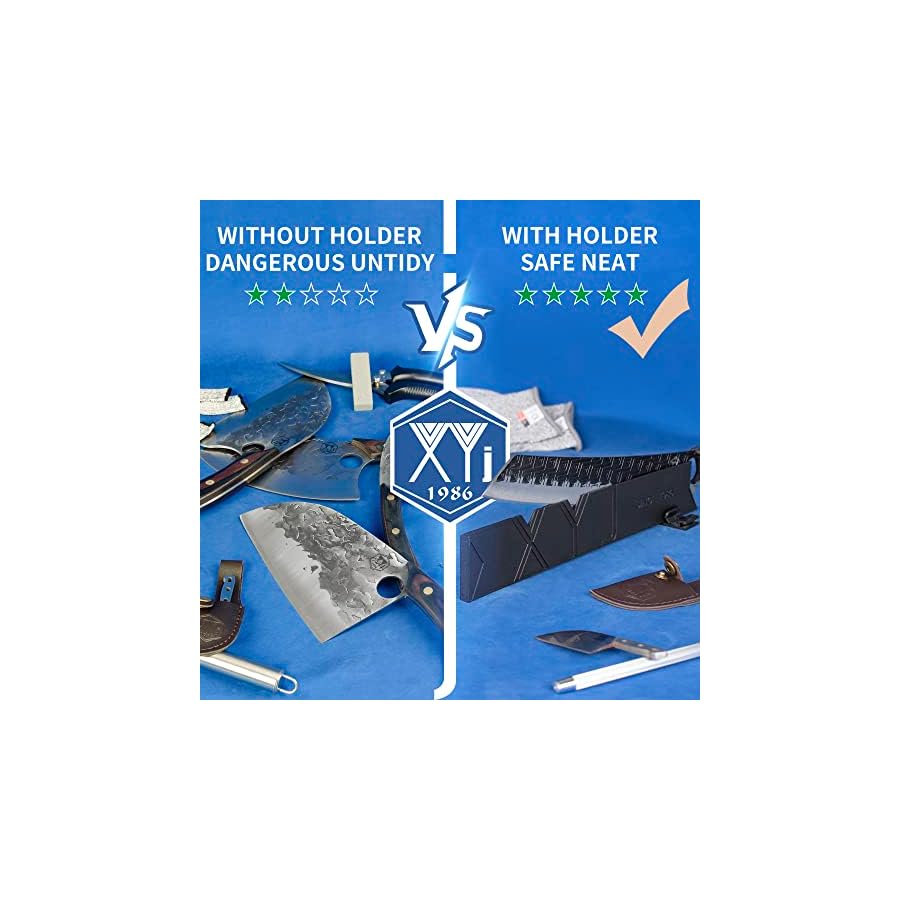 Authentic-XYJ-Since-1986Cooking-Chef-Knife-With-Knife-Guards-ProtectorSharpener-RodSlicing-Vegetable-KnivesCamping-Butcher-KnivesKitchen-CuttingCurved-Full-TangHigh-Carbon-Steel-115-Inch XYJ Japanese Chef Knife With Knife Guards Protector,Carving Brisket Knives,Camping Butcher Kitchen Knives,Curved Full Tang (11.5 Inch)