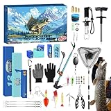 フィッシング アドベント カウントダウン カレンダー | 24日間のクリスマスカウントダウン用フィッシングタックル男性向け | 魚を掴むためのリップグリッパーとフックタイヤー青少年や大人に最適 | 父親 彼氏 夫 男性へのギフトに