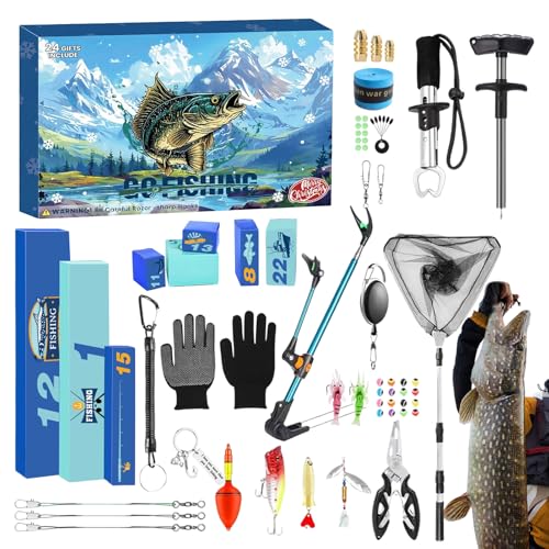 Calendrier de compte à rebours 2025 pour la pêche avec ses 24 accessoires