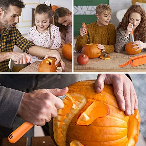 17Pcs Pumpkin Carving Kit, Professional Stainless Steel Pumpkin Knives Tools with Zipper Bag Pumpkin Knife Carver Pumpkin Sculpting Set for Adults Kids Halloween Party Decorating Jack-O-Lanterns 7 51W6A6y3reL. AC