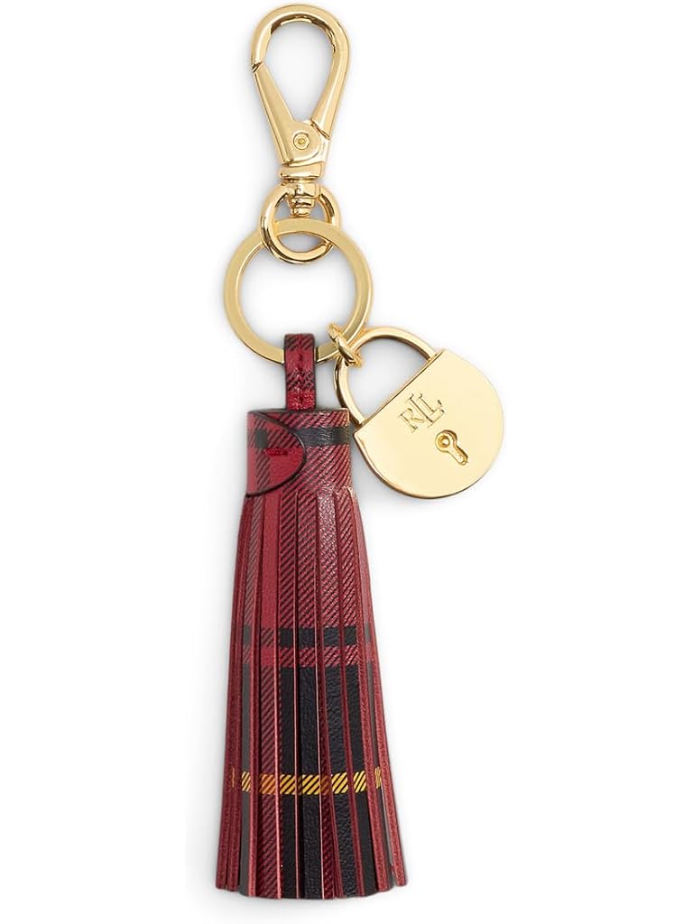 Red Lauren Ralph Lauren Padlock & Plaid Leather Tassel Charm