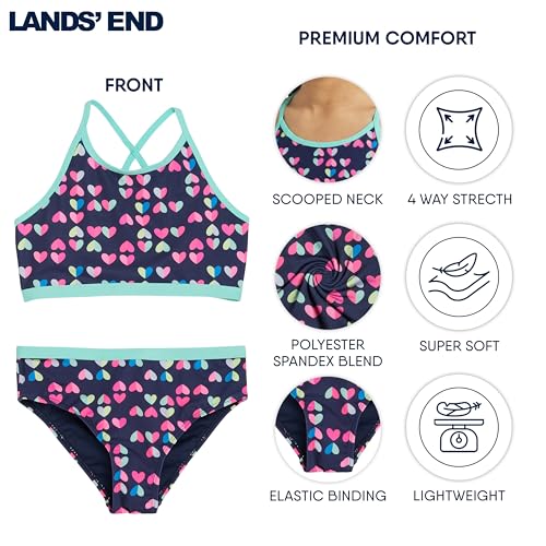 Image of Lands' End Girls' Swim UPF 50+ Adjustable Strap Bikini Set