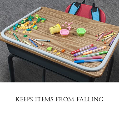 Image of urbanhouse Raised Edge Guard for Kids' Desks & Tables at School Or Home - Soft Foam Border to Prevent Items from Rolling Off, Adhesive‑Ready, Non‑Toxic, Flexible 6‑FT Strip - Grey