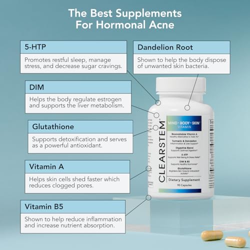 image for CLEARSTEM - MINDBODYSKIN Hormonal Acne Supplement (5-HTP) - Natural DI