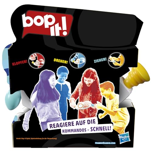 Hasbro Gaming Bop It Elektronisches Spiel, Familienspiele für Partys und Spieleabende, Einzel- oder Multiplayer-Modus, Spaß mit Freunden und Familie, Partyspiel für Kinder ab 8 Jahren