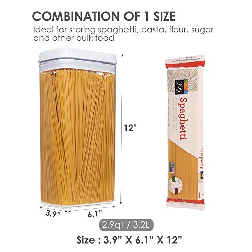 Airtight Food Storage Containers, Vtopmart 4 Pieces Large Bpa Free Plastic Spaghetti Containers With Easy Lock Lids, For Kitchen Pantry Organization And Storage, Include 24 Labels (White, 3.2L--2.9Quart) #TOP1