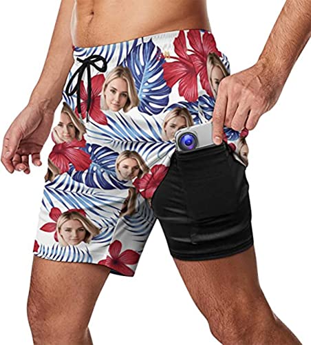 Custom Mens Swim Trunks Customized Design Your Own Short Personalized Board Short Beach Surf Swimsuits Photo Face Pet L