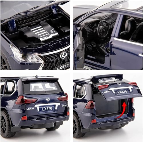 Image of DEOXY 1:32 Lexus Lx570 Die-Cast Metal Car Toy, Alloy Metal Pull Back Car With Openable Doors & Light, Music Boys Gifts Toys For Kids, White