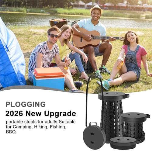 Image of 2026 Upgraded 18.1 inch Portable Folding Stool, Collapsible Stools, 600lbs Max Weight, Lightweight But Sturdy, Telescoping Foldable Camping Stool for Outdoor Fishing Hiking Travel BBQ