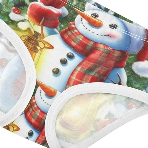Cotton Toddler Underwear Floral Cute Snowman Santa Winter Girl Panties Cute Fun Print Briefs Kids Undies 2t4