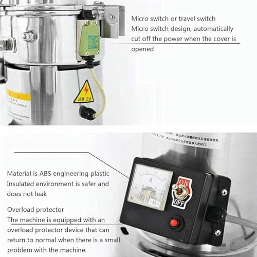 BTOIASYHF Molinillo De Granos De Acero Inoxidable De 2000 W, Triturador De Alimentos Eléctrico Comercial De 2840 RPM con Accesorios De Pantalla, Grosor De Malla Ajustable De 60 a 200, para Granos - imagen 4