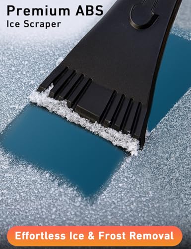 Image of EcoNour 27 inch Aluminum Snow Brush with Ice Scrapers for Car Windshield | For Car window | Car Snow Scraper and Brush with Ergonomic Foam Grip Winter Accessories (Blue)
