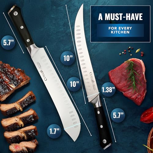 Image of Cutluxe Butcher Knife Set - Cimeter Breaking & Bullnose Carving Knives for Meat Cutting - Professional Knife Set, Razor Sharp German Steel,Full Tang, Ergonomic, Butcher Knives for BBQ - Artisan Series