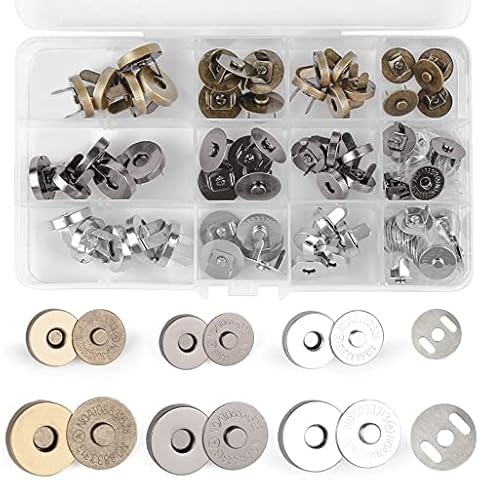 Zhenle 30 Sets Magnetic Buttons Snap Fasteners 18mm 14mm No Sewing Snap Buttons Set Magnetic Clasp for Craft Bag,Purses,Leather Craft Supplies Cover