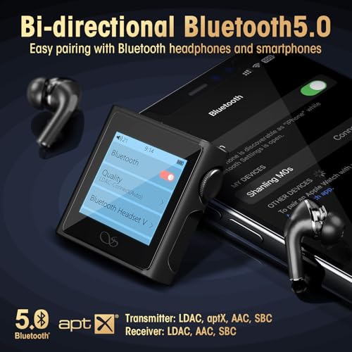 Image of SHANLING M0s 1.7 * 1.7 inch 2in1 MP3 Player DAC Hi-Fi Sound Music Player Support Up to 2TB SD Card HD Touch Screen Bluetooth5.0 3.5mm /Type-C Jack for Phones,Tablets,laptops,PC (Tatanium, 32GB)