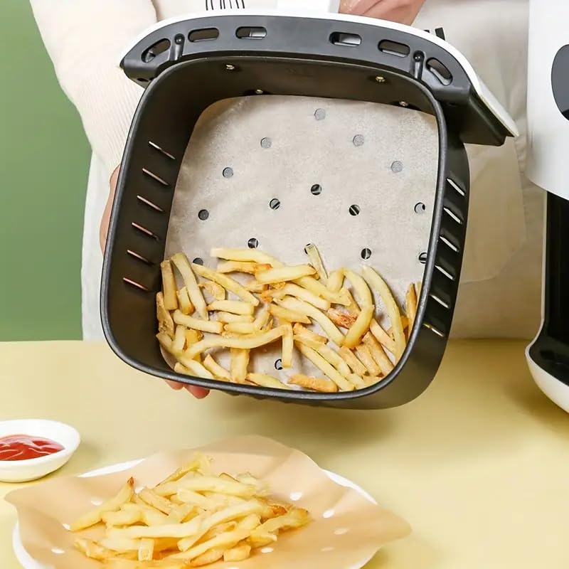 Papel para Freidora de Aire, Papel Pergamino para Freidora de Aire, Papel de Horno para Freidora, Papeles para Cocinar en Freidora de Aire, Papel para Cocción Freidora, 17 cm, 50 unidades
