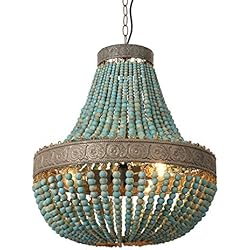 Lámparas De Techo Antiguas Rústicas Newrays Cuentas de madera Candelabro Luces colgantes Retro Vintage Antiguo rústico Cocina Lámpara de techo Lámparas