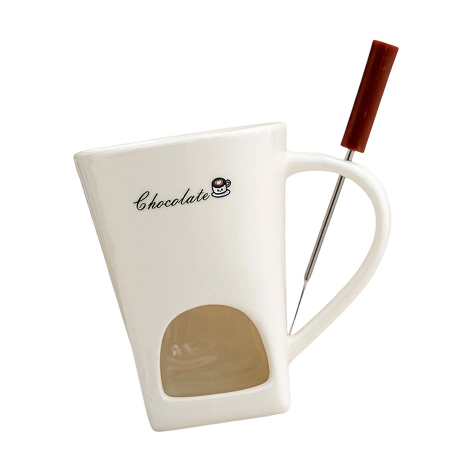 DSLKGWE Ceramic Chocolate Fondue Cup for Cheese Melting Heating Coffee Mug with Handle Practical Home Decoration Ceramic Chocolate Melter