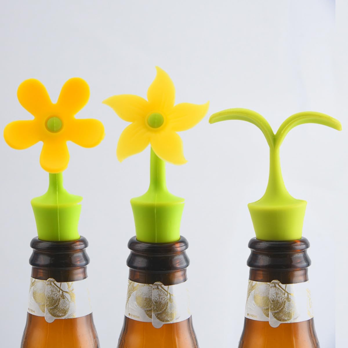 6 Pcs Flower Wine Stoppers for Wine Bottle Silicone Sealer