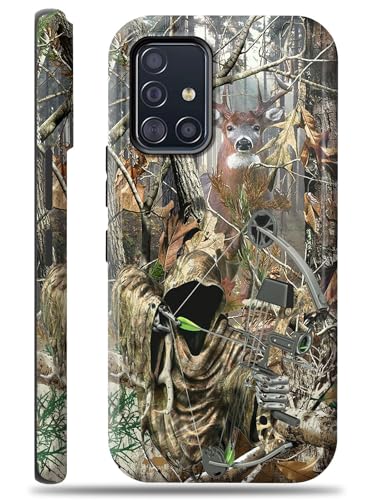 for Samsung Galaxy A71 5G Case with Screen Protector, Magnetic Wireless Charging, Military Grade Shockproof Dual Layer Cover for Samsung A71, Camo Deer Hunter