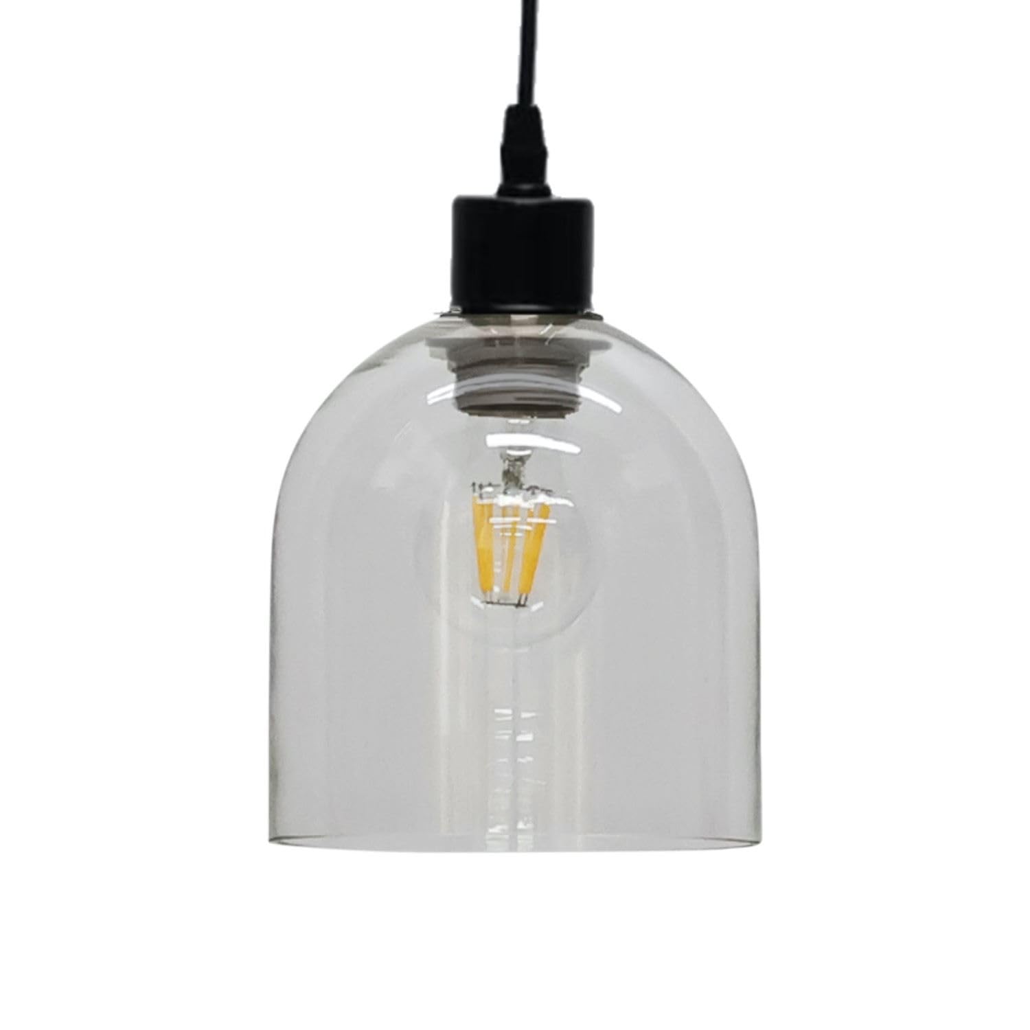 Glass Easy Fit Ceiling Lightshade or Pendant Shade, Clear Glass Cloche, Height 17cm Diameter 16cm