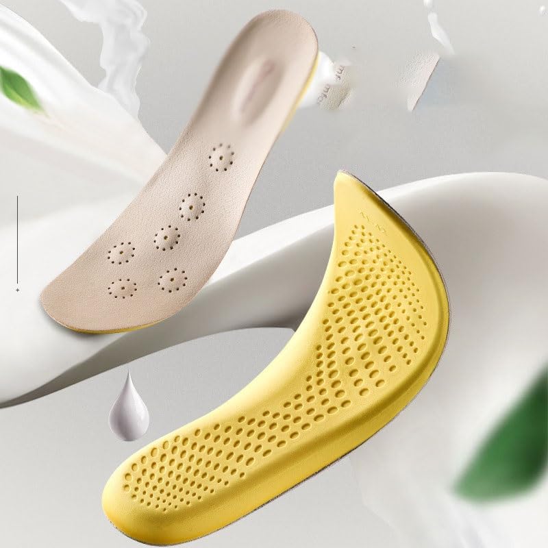 Thickened Genuine Leather Latex Cowhide Sweat Absorption Sports Shock Insoles for Men