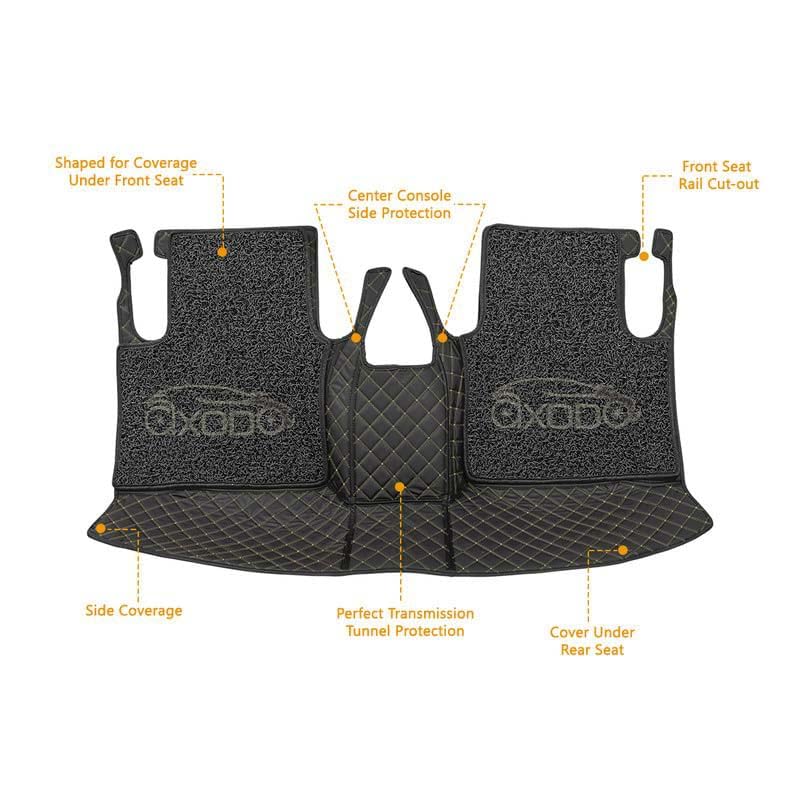 Image of 7D Car Floor Mat Full Set for Maruti New Dzire (2024 Onwards) | 7 Layer Protection Mats | Luxury Leather with Noodle /Curly Car Foot Mat with Healpad | Anti-Skid & Waterproof (Black)