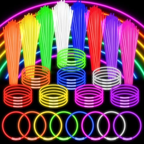 150PCS Bracelet Fluorescent Lumineux, Baton Lumineux Fluo Soiree, Bracelets Fluorescents Glow Sticks Party Favors pour Enfants Adultes, Halloween Decoration Accessoire Anniversaire Fluo Noël