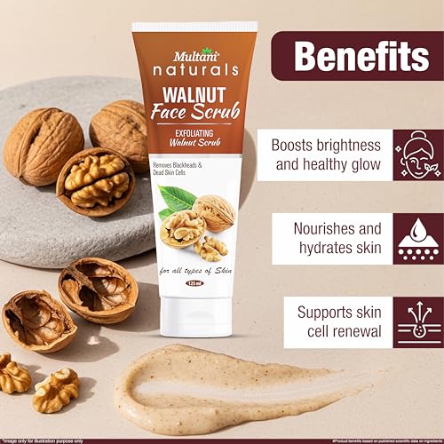 Image of Multani Naturals Walnut Face Scrub 125ml (Pack of 2) | Removes Blackheads & Dead Skin Cells