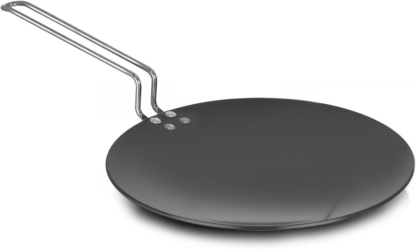 Sumeet 3Mm Hard Anodised Concave Tawa With Stainless Steel Handle – 12 Inches