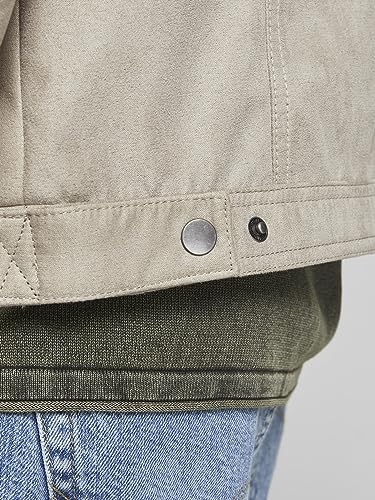 JACK & JONES Men's Faux Leather Jacket Motorcycle Blouson Bomber JJEROCKY Design Outerwear Transitional Coat., Colours:Beige, Jacket Size:L - Image 8
