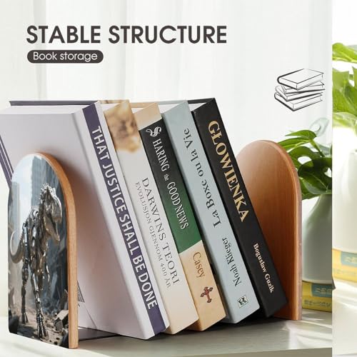 Sujetalibros mecánico de madera con base de metal para estantes caídos 8