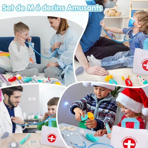 Malette de Docteur Enfant 2+ Ans, Kit de Médecin Déguisement de Docteur – vue 7