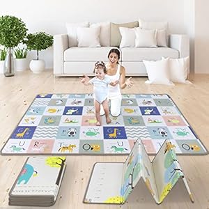 WAYPLUS Baby Play Mat, Extra Large & Thicked Reversible Folding Baby Playmat for Floor, Durable Wipe Clean Waterproof…