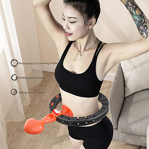 Fitness Hula Hoop Adults Kids with LCD Smart Counter Never Dripping Sports Hula Hoop Detachable Belly Fat Burning Hula Hoop Slimming Waist Indoor &Outdoor Exercise Equipment (Waistline 23\" to 40\")