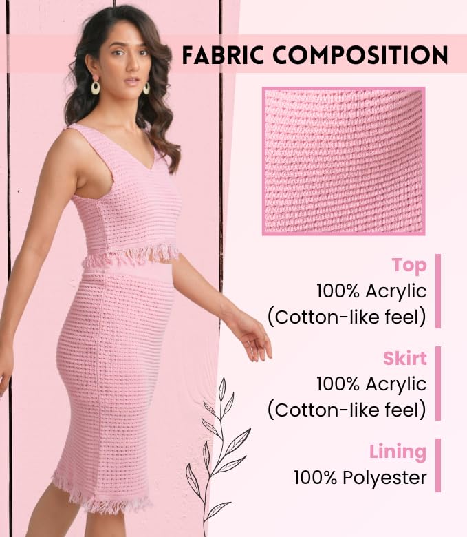 2 Piece Spring Outfits for Women | Midi Skirt Set | Skirt and Top Set | Soft Breathable Fabric Versatile & Trendy Use | Pink | Small Size4