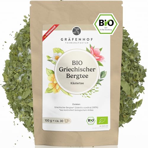 Griechischer Bergtee Bio 250g Kräutertee lose Sideritis Scardica naturbelassen Handgeerntet naturbelassen geschnitten Immunsystem stärken und stimulierender Tee Gräfenhof Tee Manufaktur