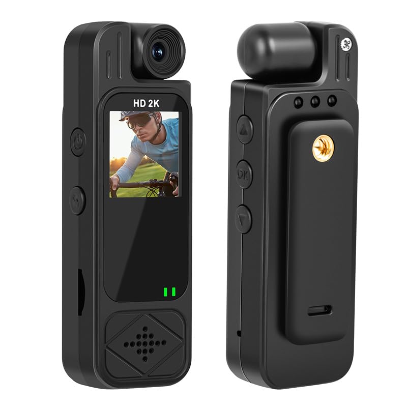 Mini Body Camera HD 2K 10 Hrs Portable Video Recorder with 180° Rotatable Lens Wearable Camcorder with Night Vision & Motion Detection &Photo Police Body Cam with Audio Sound for Sport/Delivery/Travel-image-21