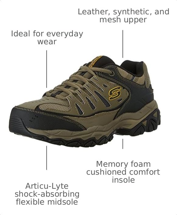 Image of Skechers Men's Afterburn M. Fit Fashion Sneakers - Leather Upper, Memory Foam Insole, Rubber Outsole