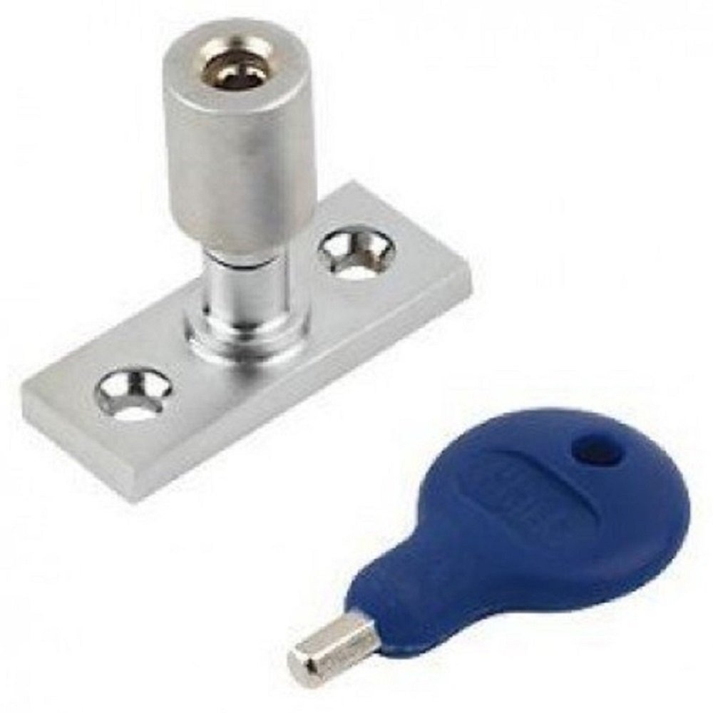 Carlisle Brass Satin Nickel Premium Quality Locking Casement Stay Locking Pin With Key (Satin Nickel)