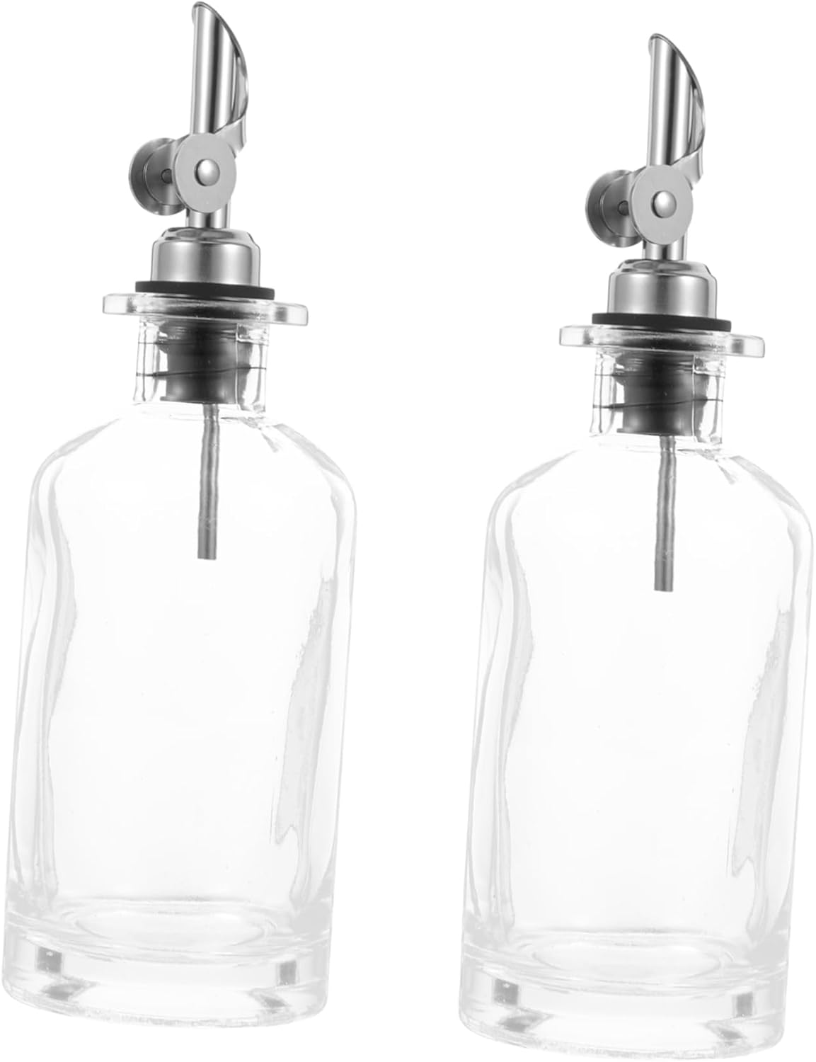 SHOWERORO 2pcs Glass Oil Bottles Pump Dispenser Automatic Opening Closing Oil Sprayer for Kitchen